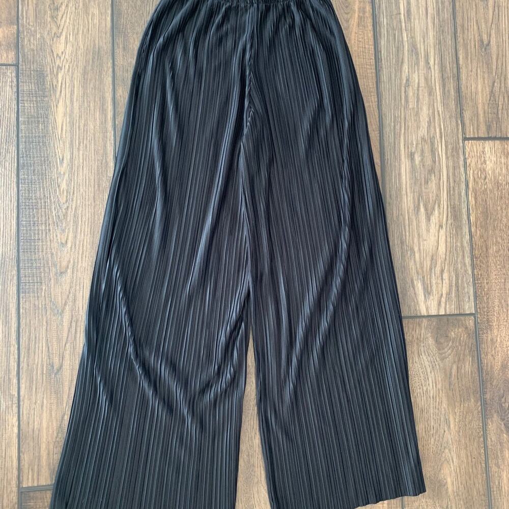 Misguided Black Slacks Flare Wide Leg Dress Pants Womans US 6 / UK 10 Made in UK - Picture 1 of 4